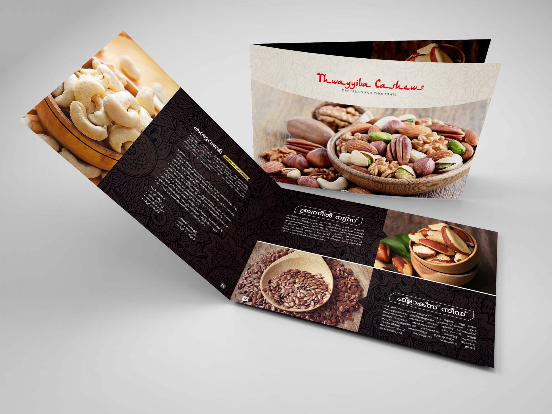 Thwayyiba Cashews Dry Fruits and Chocolate Brochure Design