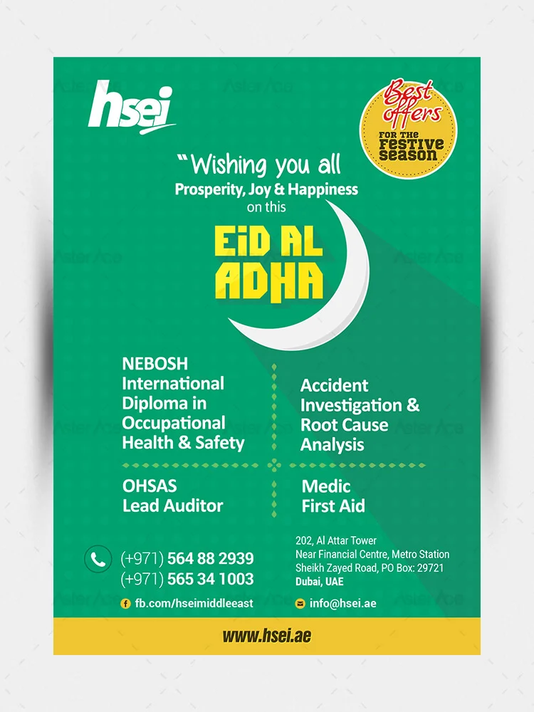 Dubai HSEI Eid AL Adha Flyer Design