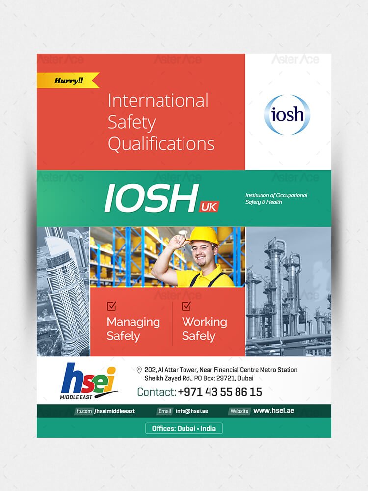 HSEI International Safety Courses Flyer Designs for Email Promotion