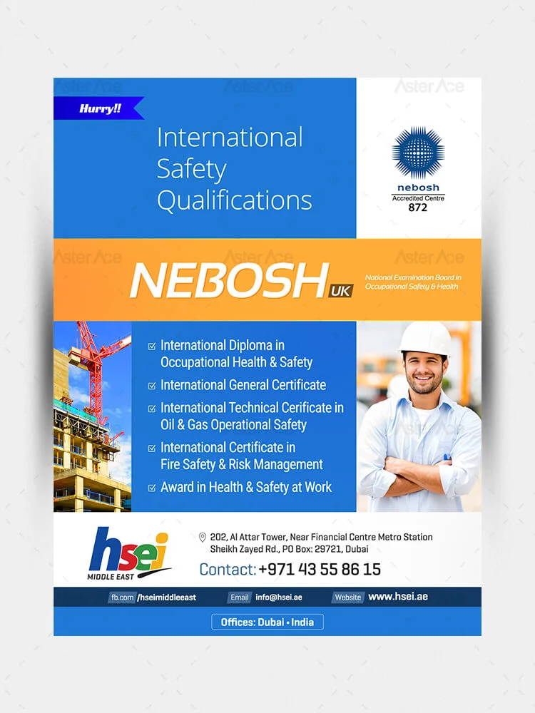 HSEI International Safety Courses Flyer Designs for Email Promotion