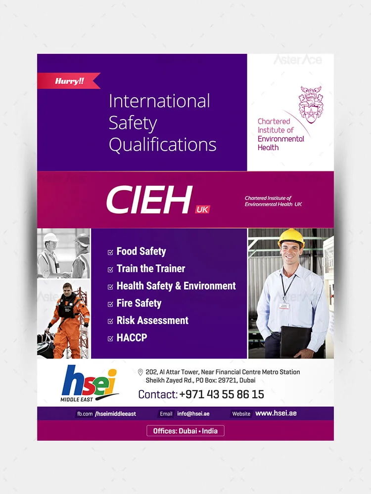 HSEI International Safety Courses Flyer Designs for Email Promotion