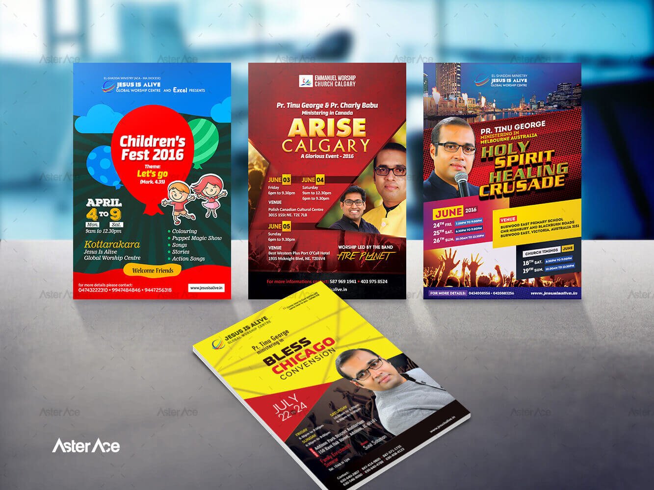 Pastor Tinu George Elshaddai Ministry Jesus Is Alive Global Worship Centre Event Promotion Flyers