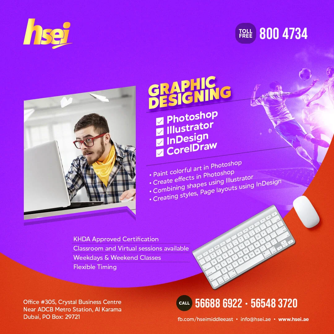 Graphic Designing, Photoshop, Illustrator, InDesign, Corel Draw Graphic Designing Courses in UAE Dubai