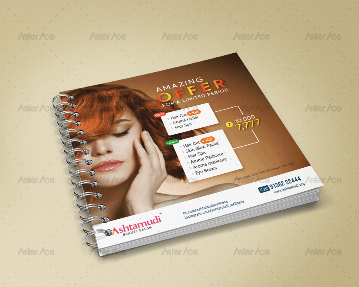 Ashtamudi Beauty Parlour Brochure Designing Work with catelogue